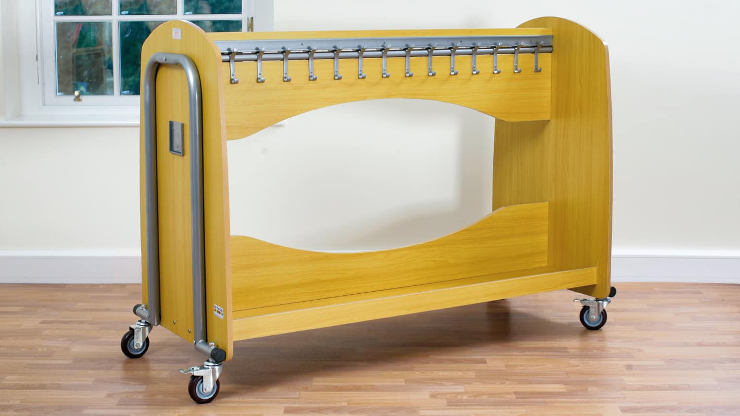 Double Sided Cloakroom Trolley With 30 Coat Hooks