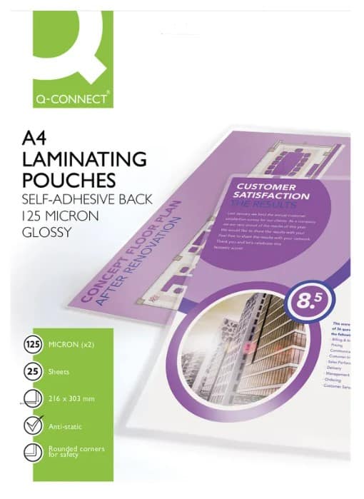 A4 Sticky-Based Laminating Pouches 250 Micron - Pk25