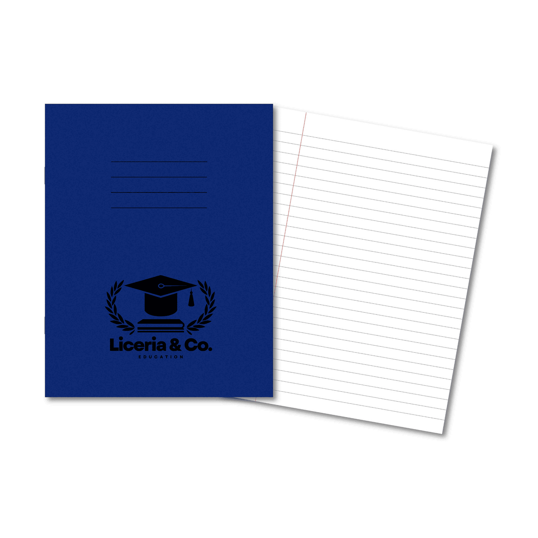 Classic Overprinted Exercise Books A4 80 Pages 8mm Ruled & Margin Dark Blue - Pk50