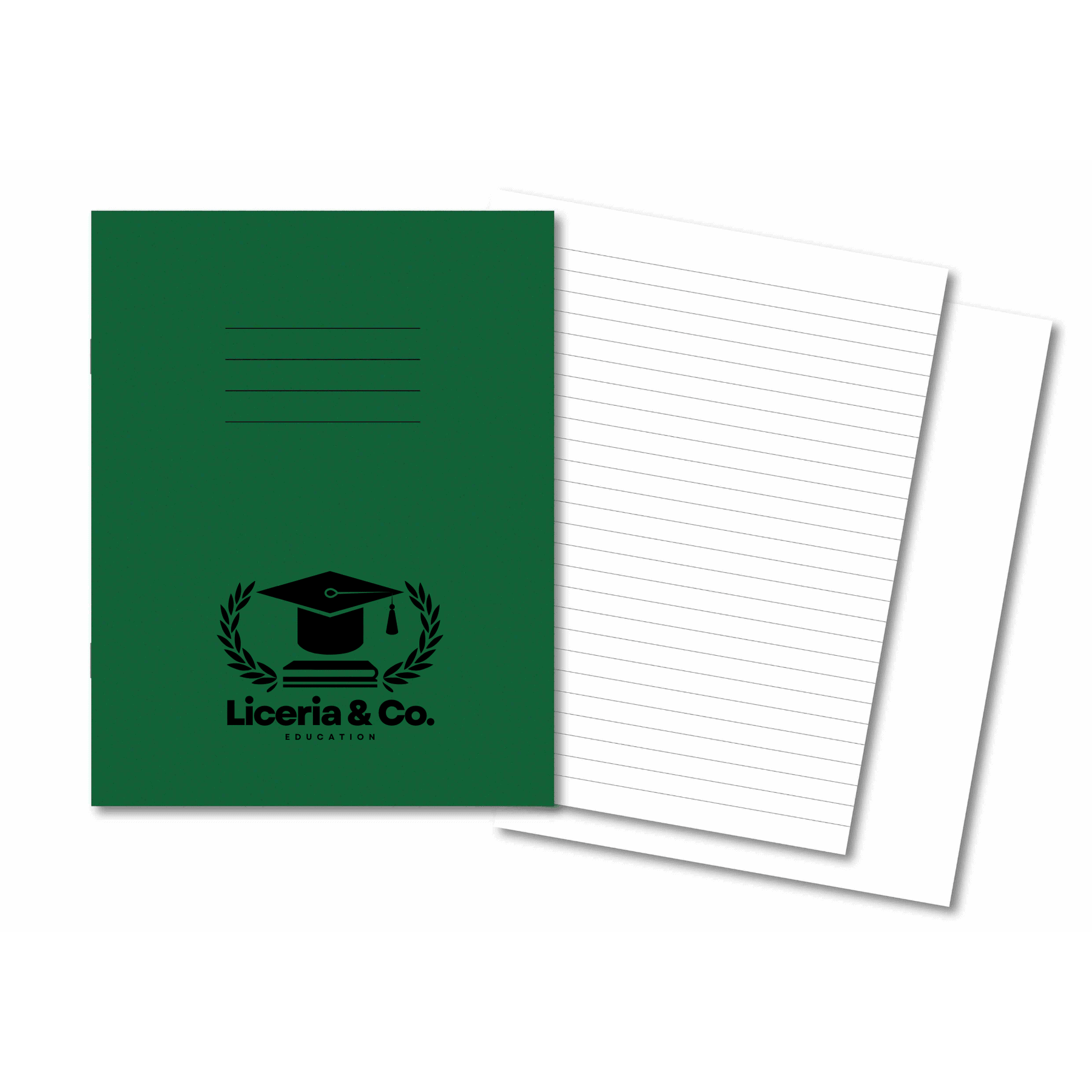 Classic Overprinted Exercise Books A4 80 Pages 8mm Ruled / Alternate Blank Dark Green - Pk50