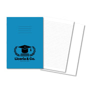 Classic Overprinted Exercise Books A4 64 Pages 8mm Ruled / Alternate Blank Light Blue - Pk50