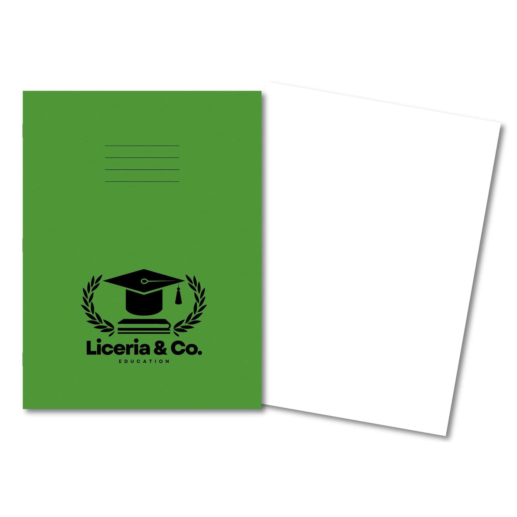 Classic Overprinted Exercise Book A4 48 Pages Plain - Light Green 100 Pack