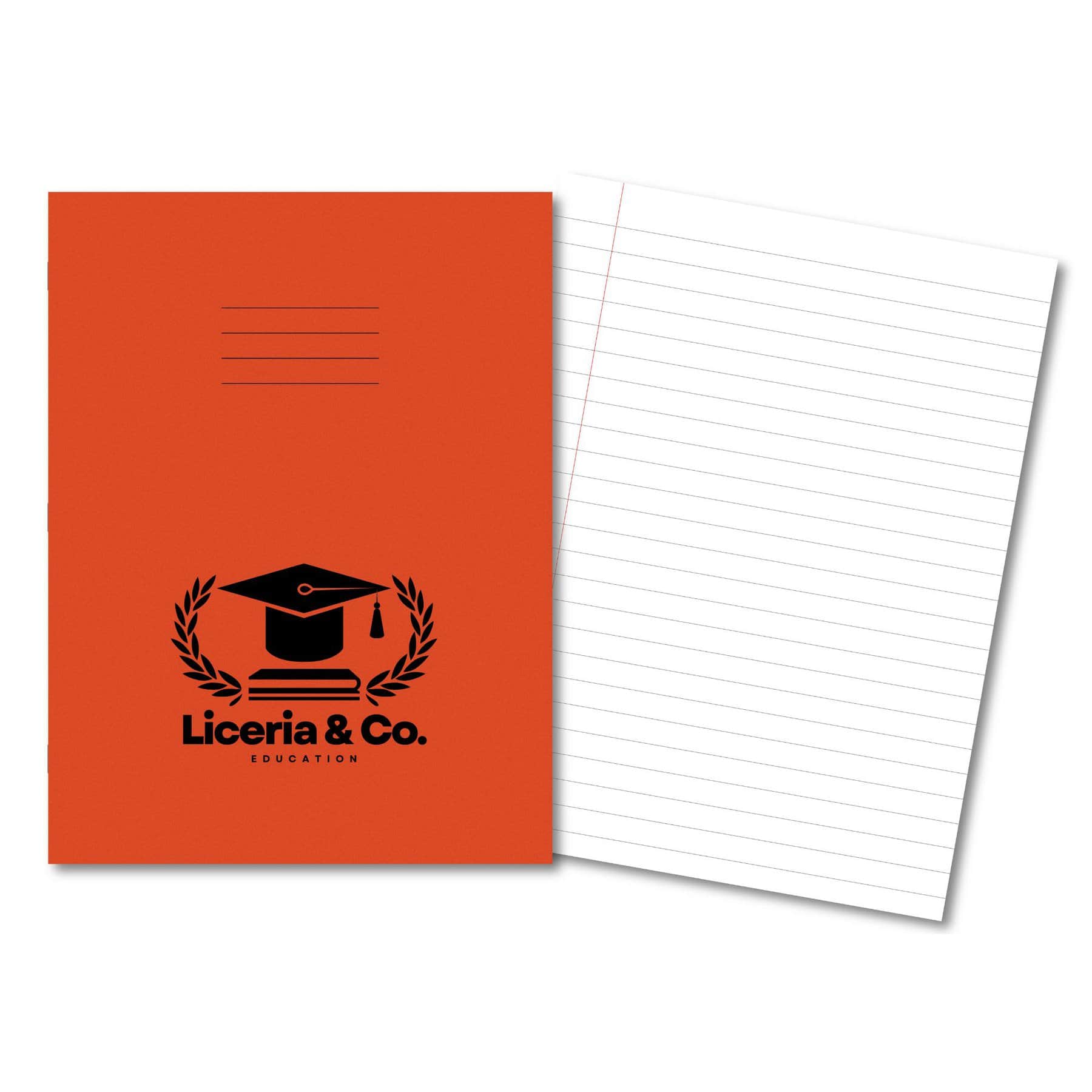 Overprinted Exercise Books A4 80 Pages 8mm Ruled & Margin Orange - Pk50