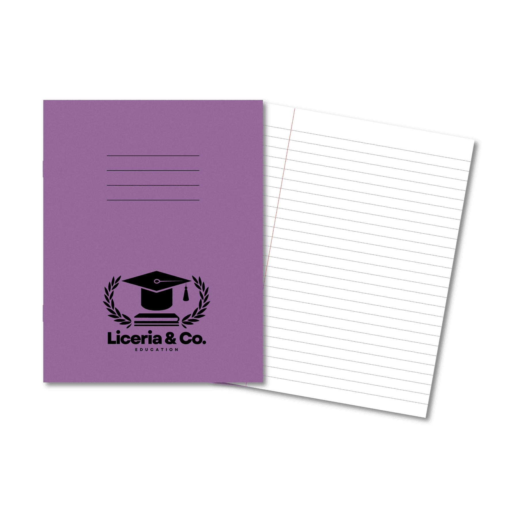 Classic Overprinted Exercise Books A4 48 Pages 8mm Ruled & Margin Purple - Pk100