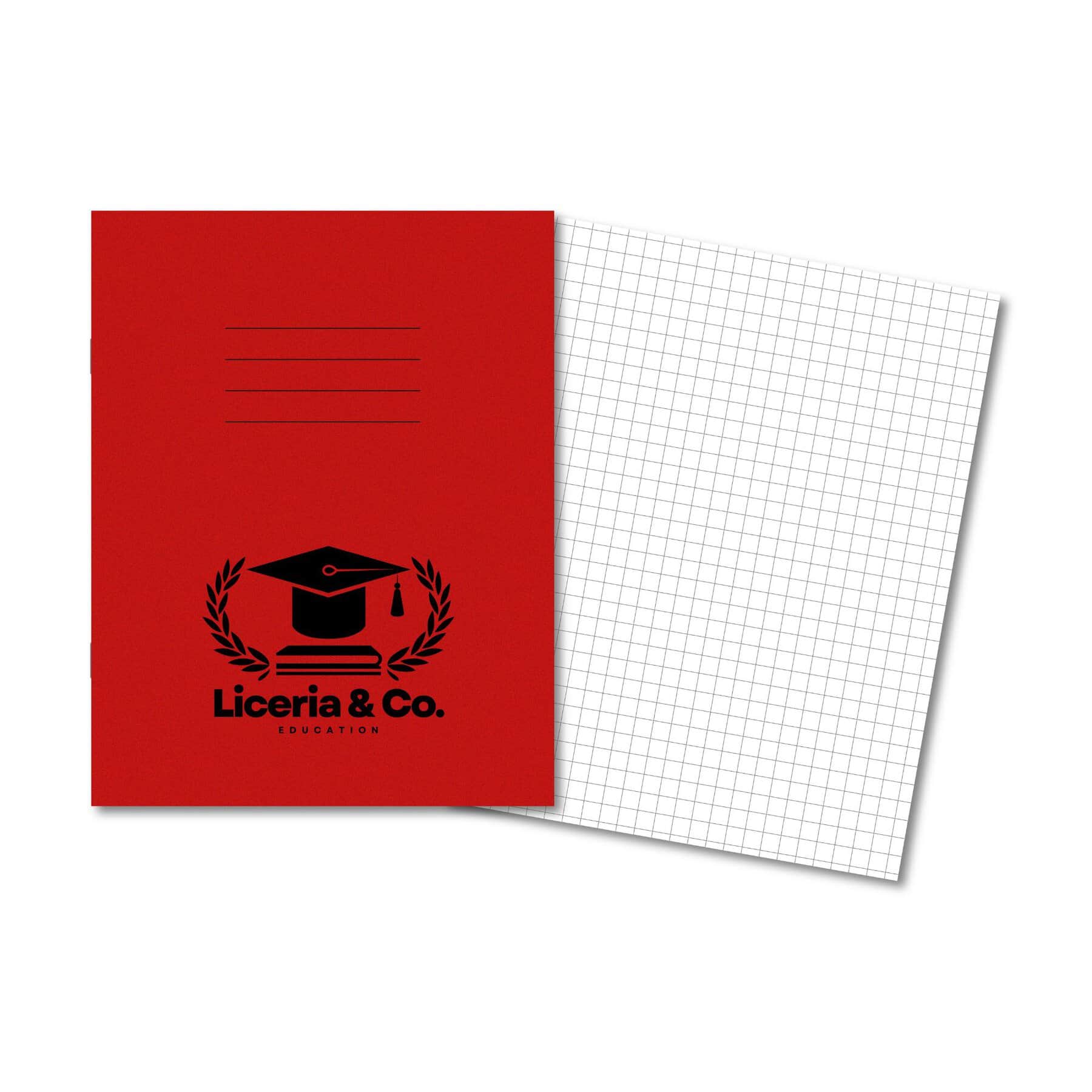 Classic Overprinted Exercise Books A4 80 Pages 10mm Squares Red - Pk50