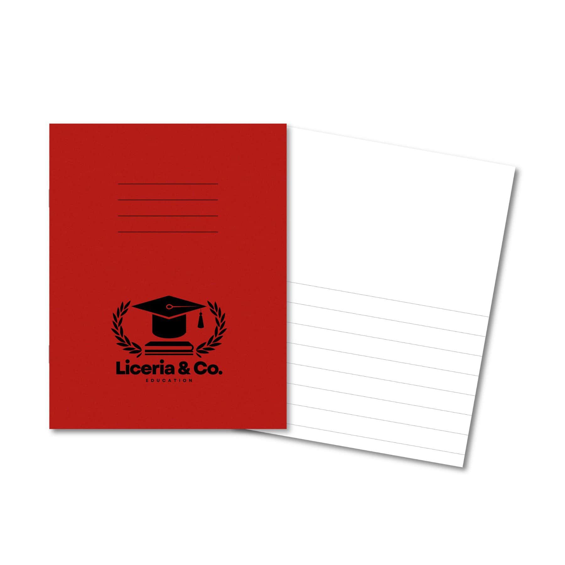 Classic Overprinted Exercise Books A4+ 80 Pages Top Blank/Bottom 15mm Ruled Red- Pk45