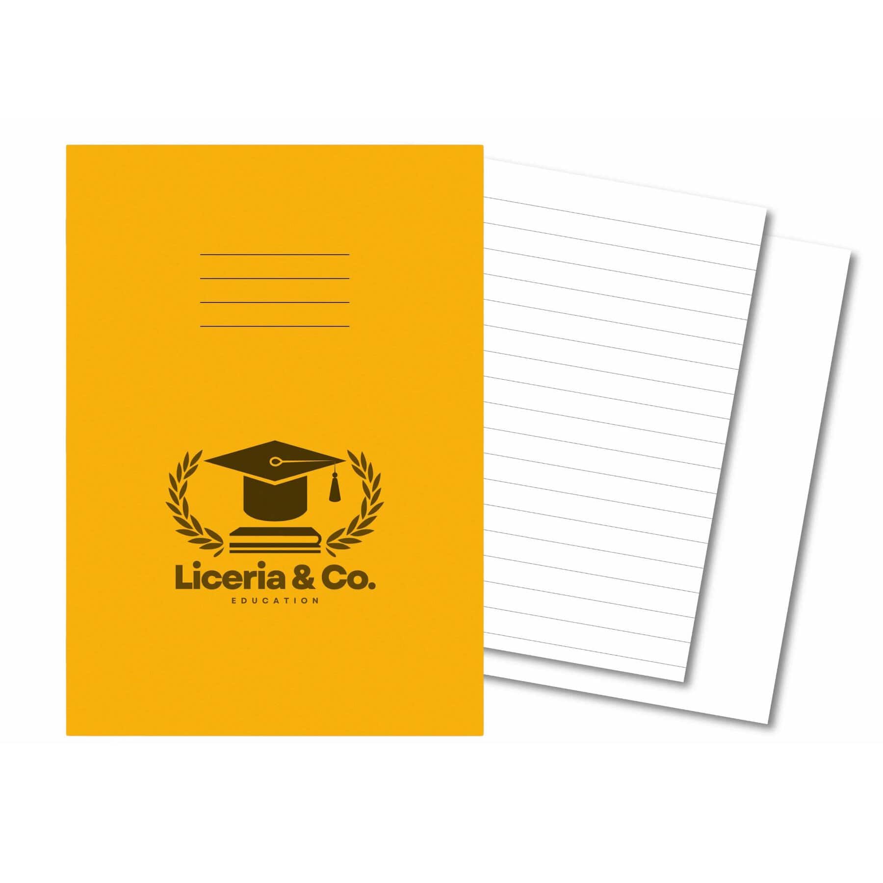 Classic Overprinted Exercise Books A4 64 Pages 8mm Ruled / Alternate Blank Yellow - Pk50
