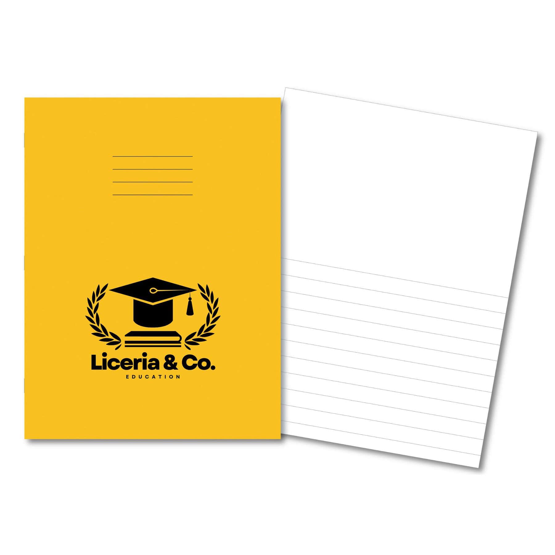 Classic Overprinted Exercise Books A4+ 80 Pages Top Blank/Bottom 15mm Ruled Yellow - Pk45