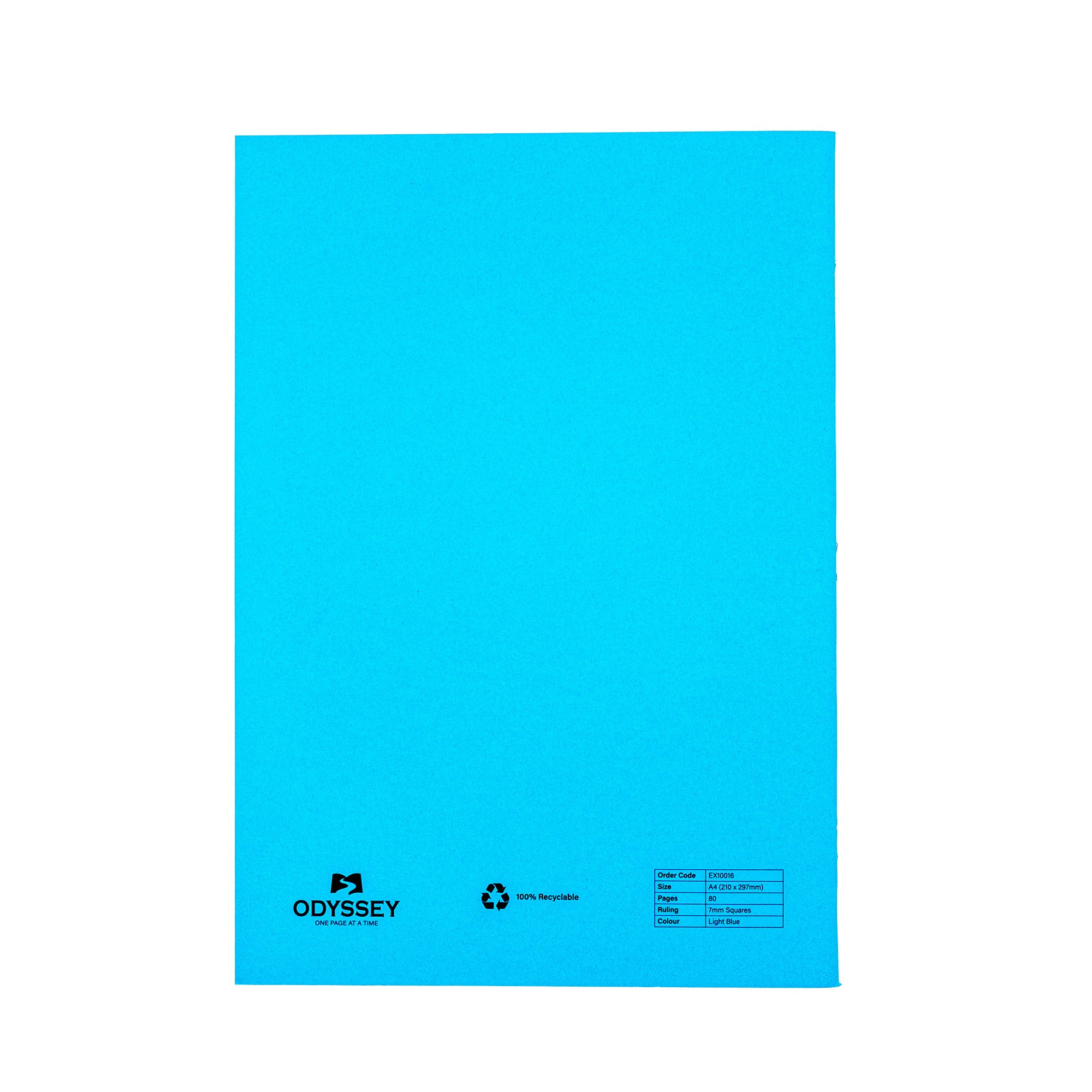 Odyssey Exercise Books 9x7" 80 Page 8mm Ruled & Margin Light Blue - Pk50