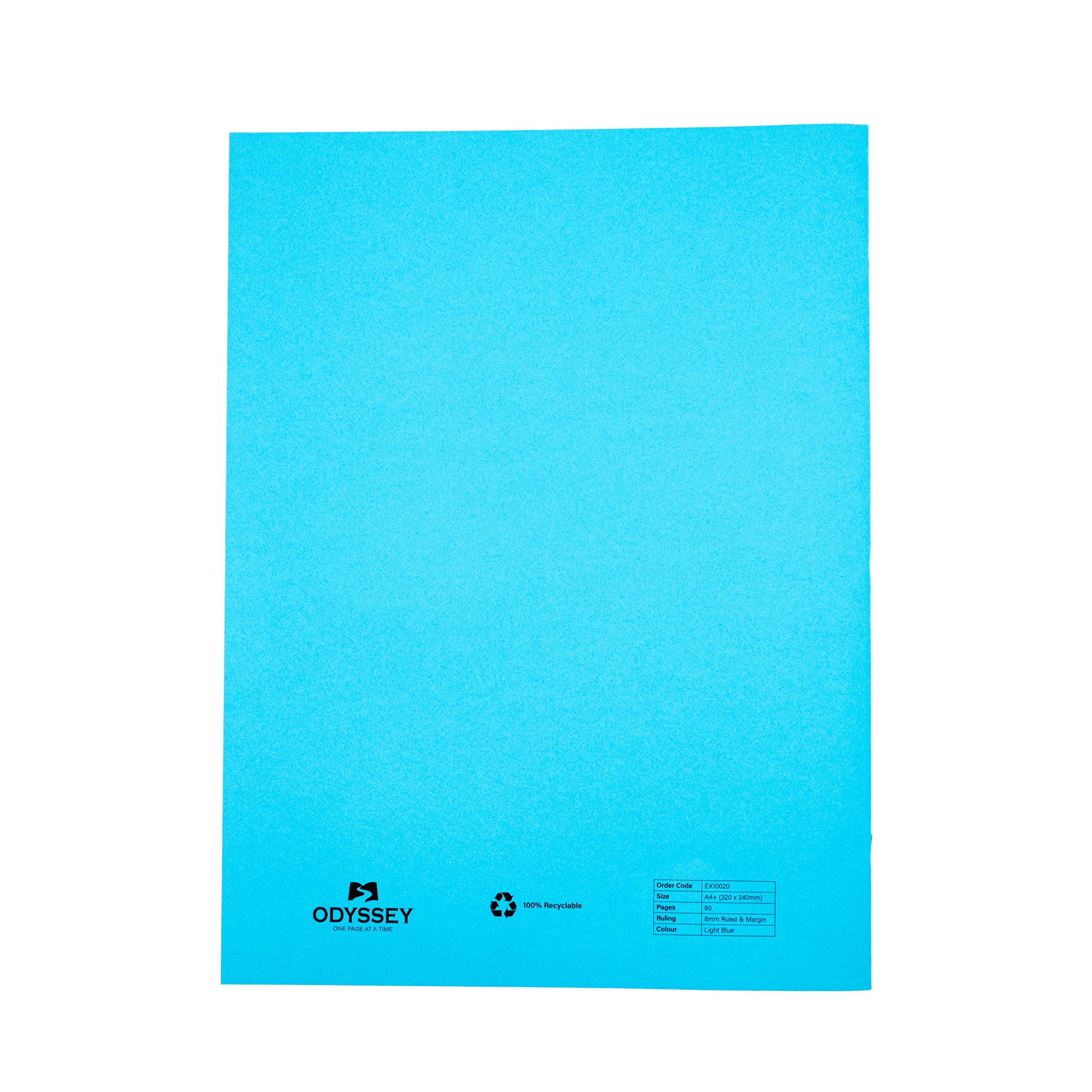 Odyssey Exercise Books A4+ 80 Pages Blank Light Blue - Pk50