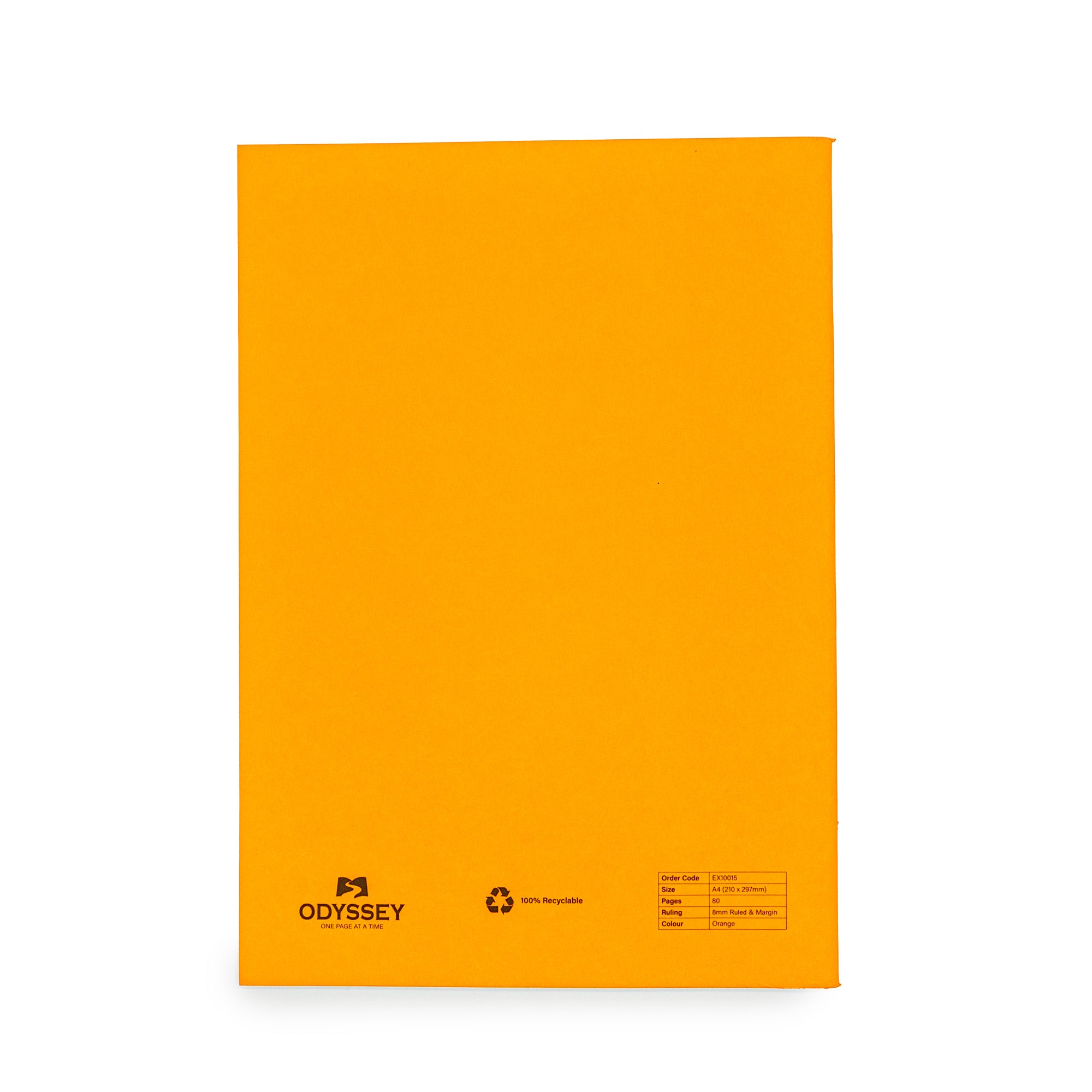 Odyssey Exercise Books A4 80 Page 15mm Ruled & Margin Orange - Pk50