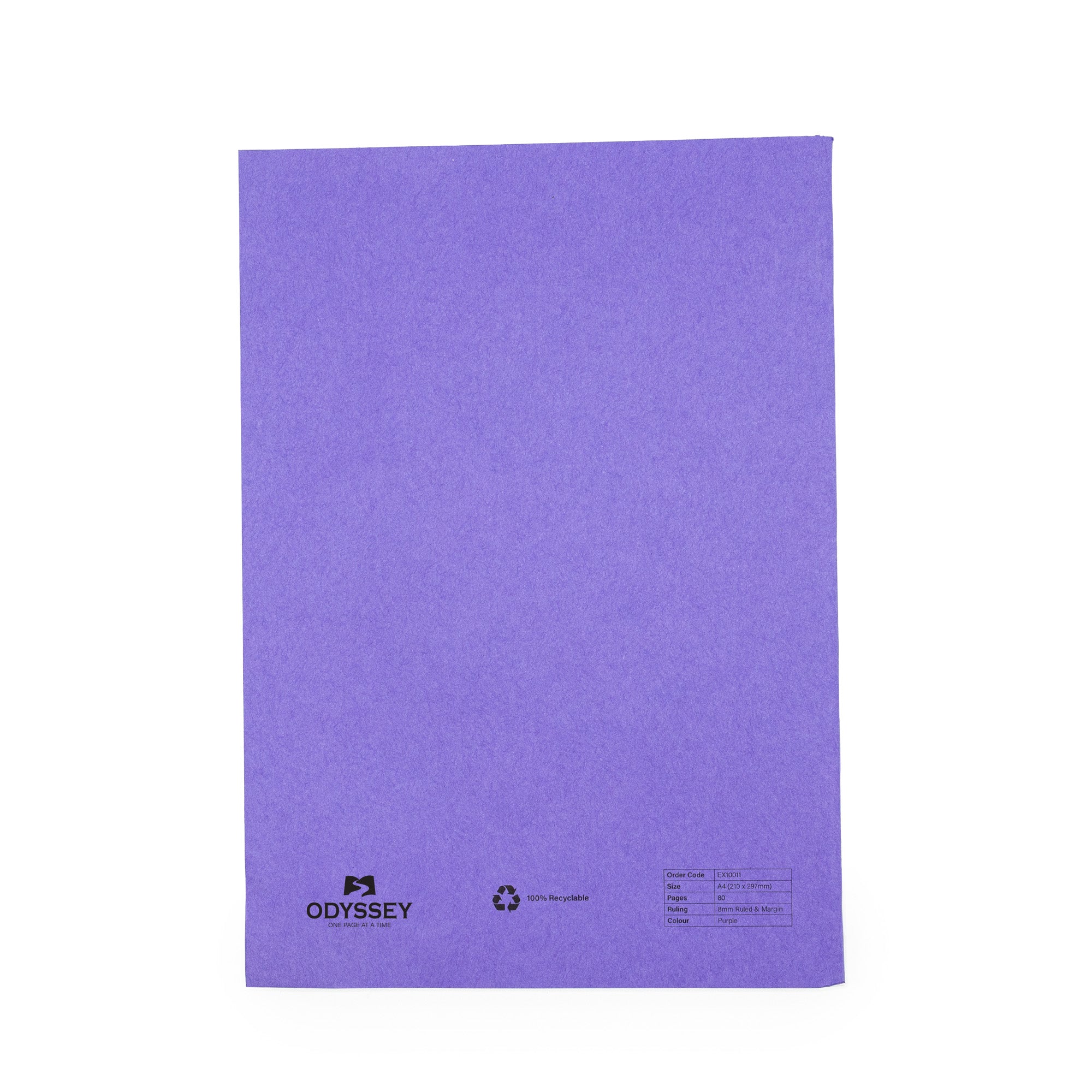 Odyssey Exercise Books A4 80 Page 10mm Ruled & Margin Purple - Pk50