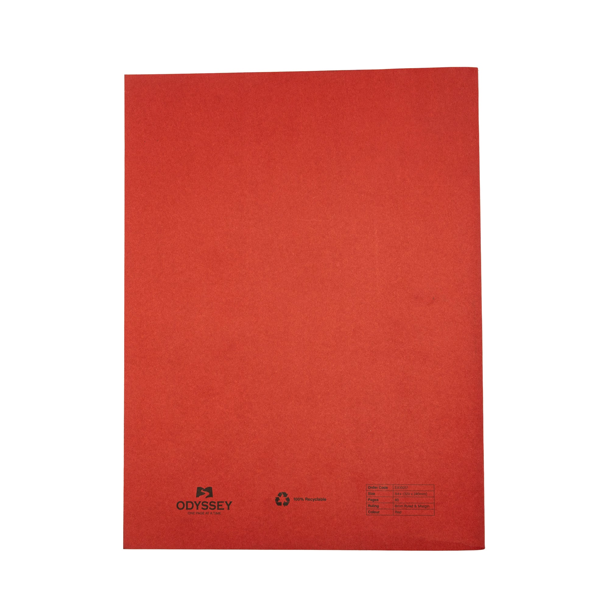 Odyssey Exercise Books A4+ 80 Pages Blank Red - Pk50