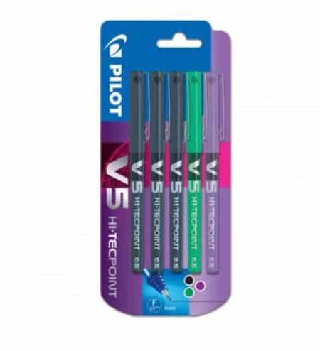 Pilot V5 Liquid Ink Rollerball Fine Line Pen - Pk5