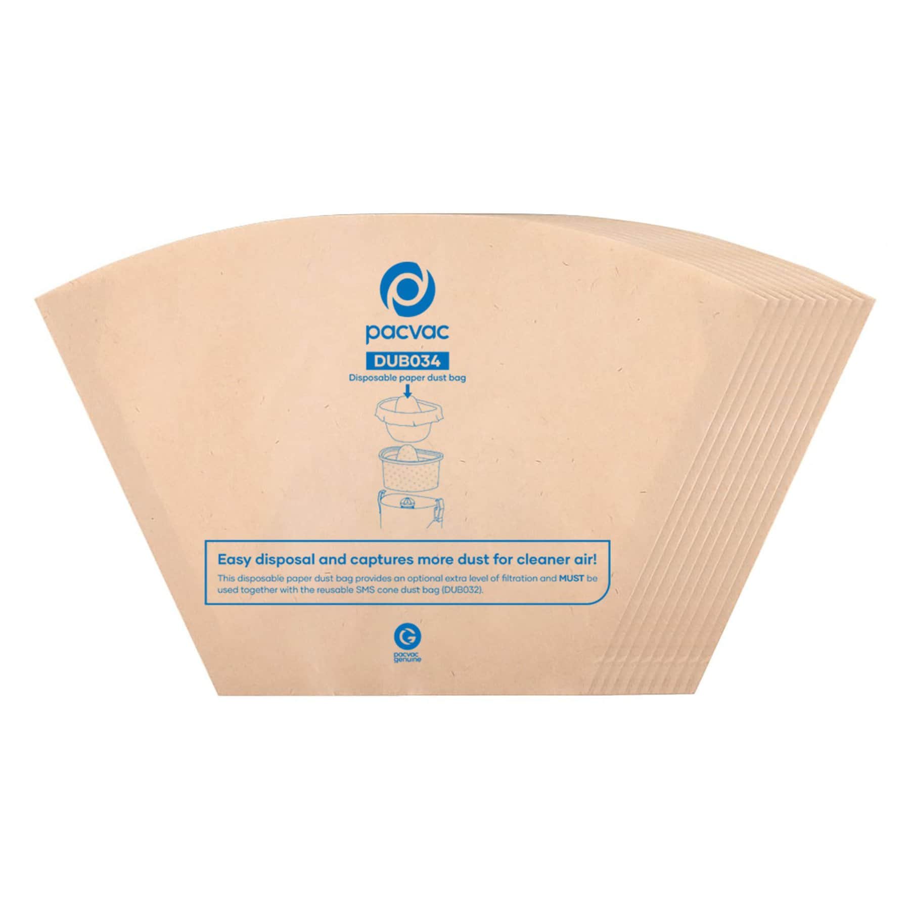Pacvac Vacuum Disposable Paper Dust Bags