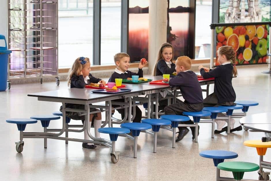 Rectangular Mobile Folding Stool Table