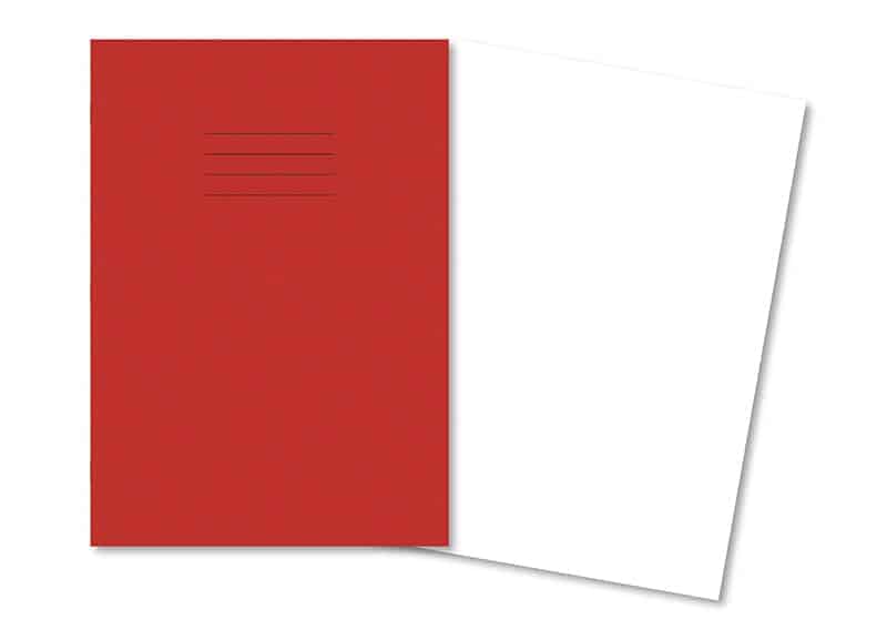 Exercise Books A4 80 Page Blank Red - Pk50