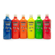 Fluorescent Ready Mix Paints 500ml Assorted - Pk6
