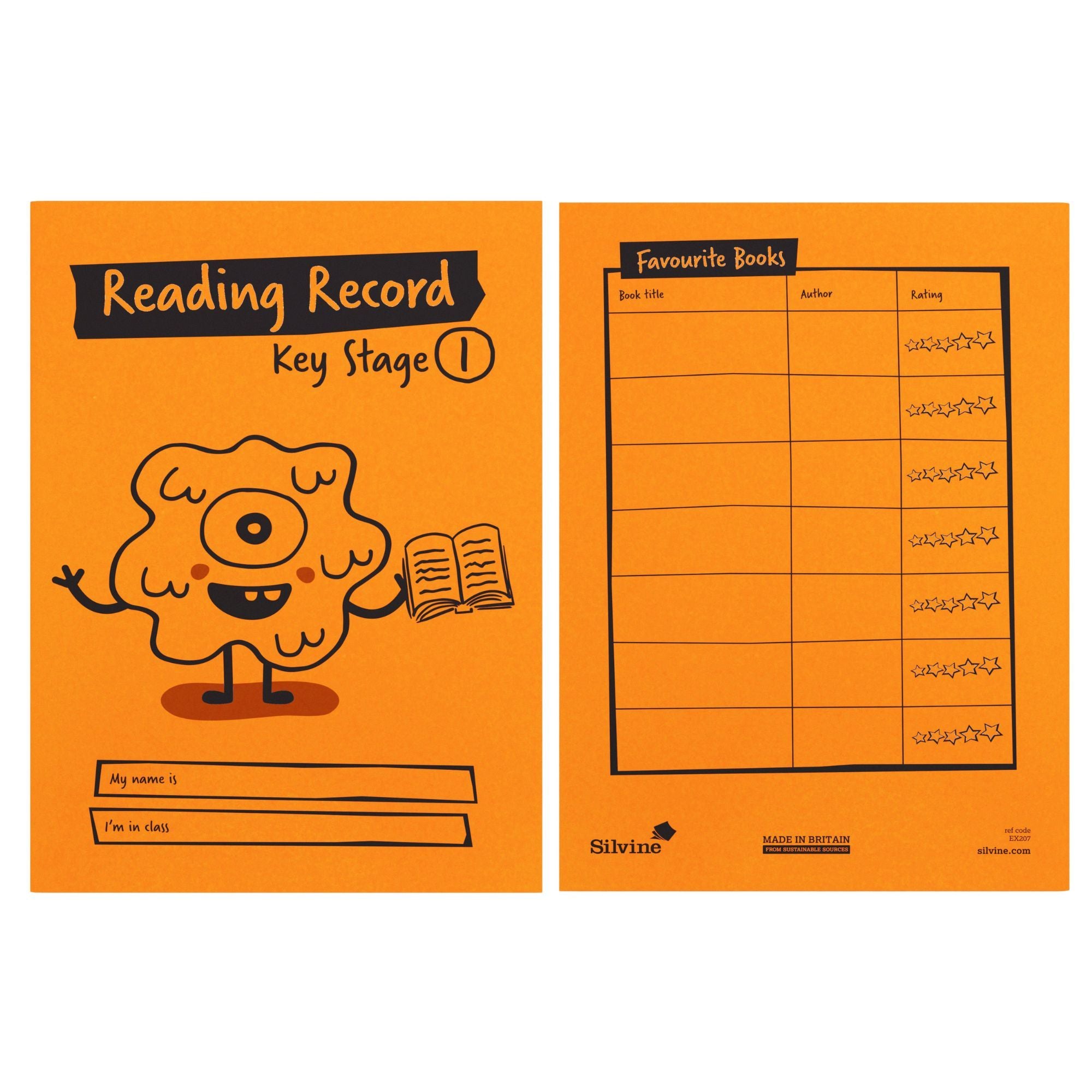 Silvine Reading Record Books KS1 - Orange - Pk30