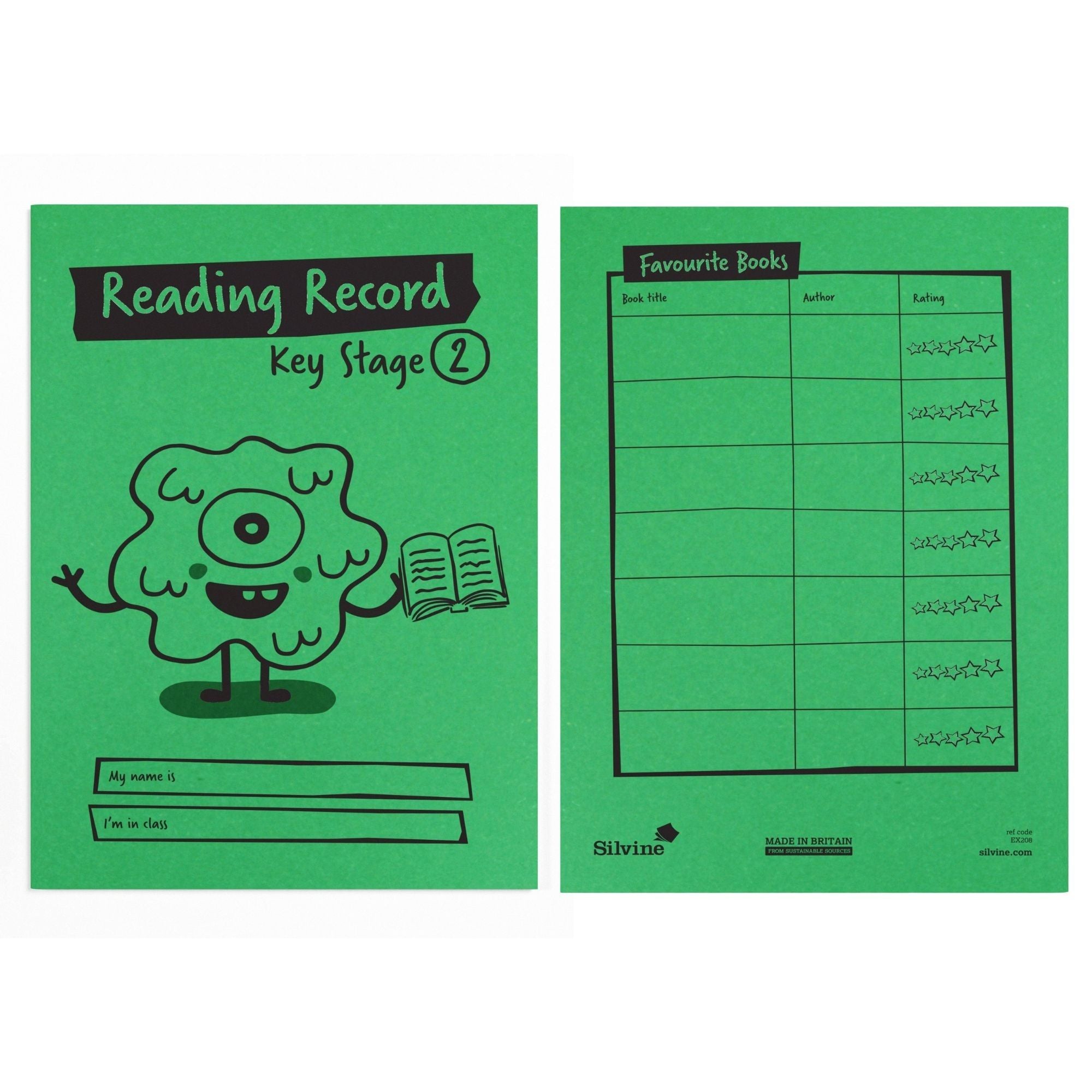 Silvine Reading Record Books KS2 - Green - Pk30