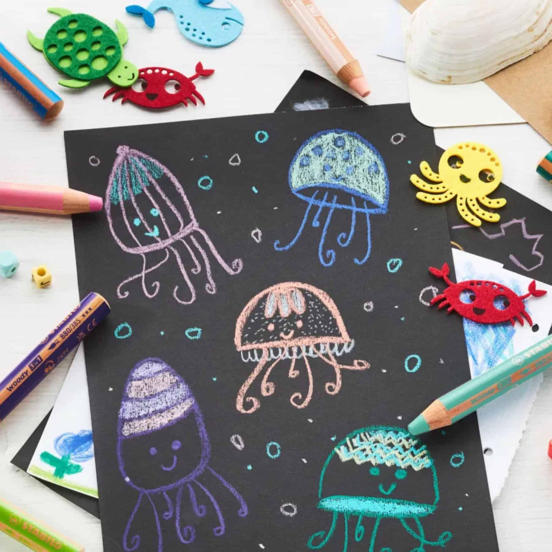 Stabilo Woody 3-in-1 Multi-Use Colour Pencils + Sharpener + Brush - Assorted Colours - Pk18