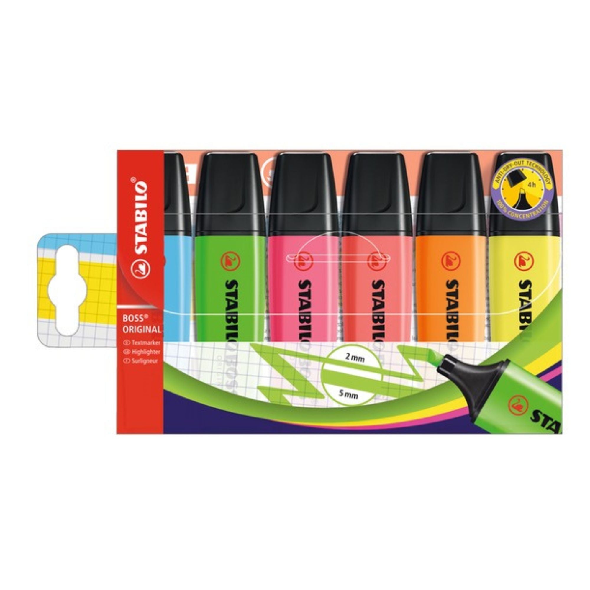 Highlighter - Stabilo Boss Original - Pack of 4/6/8 - Assorted Colours