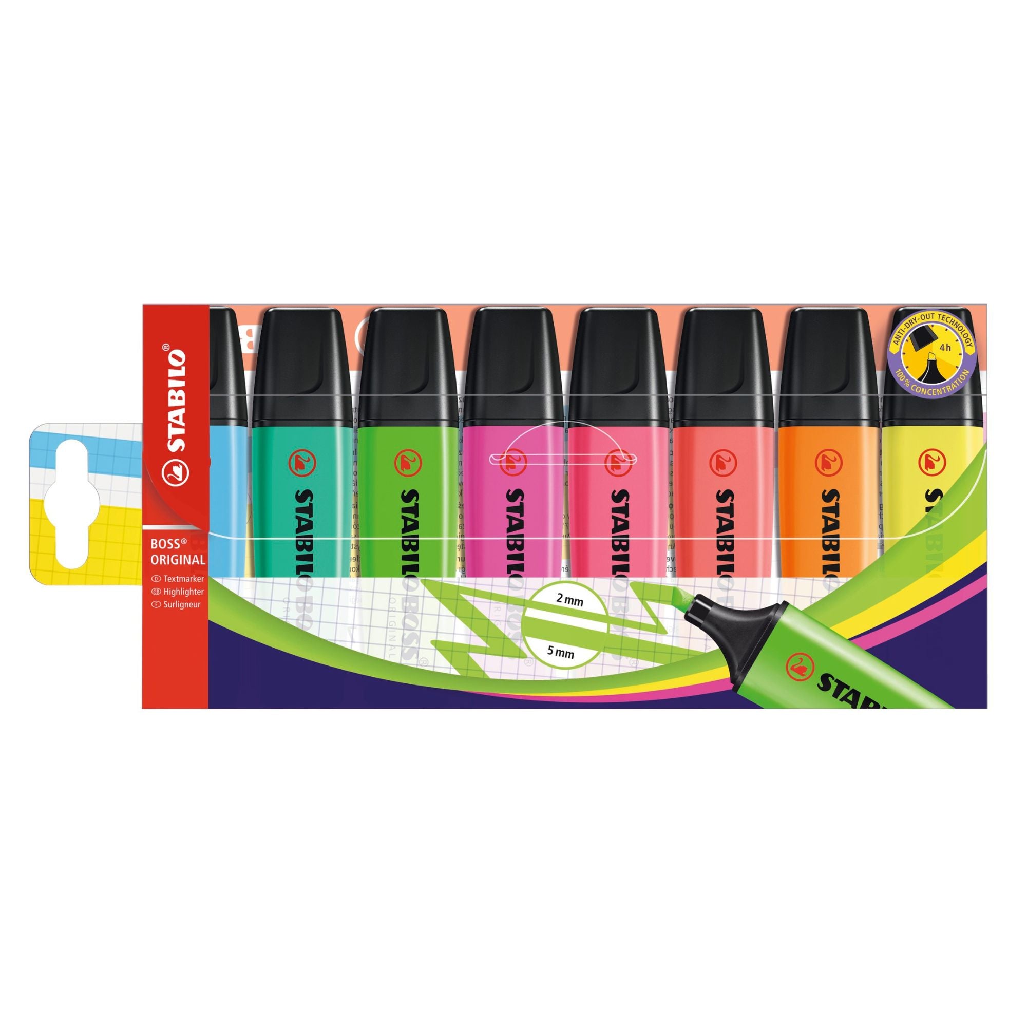 Highlighter - Stabilo Boss Original - Pack of 4/6/8 - Assorted Colours
