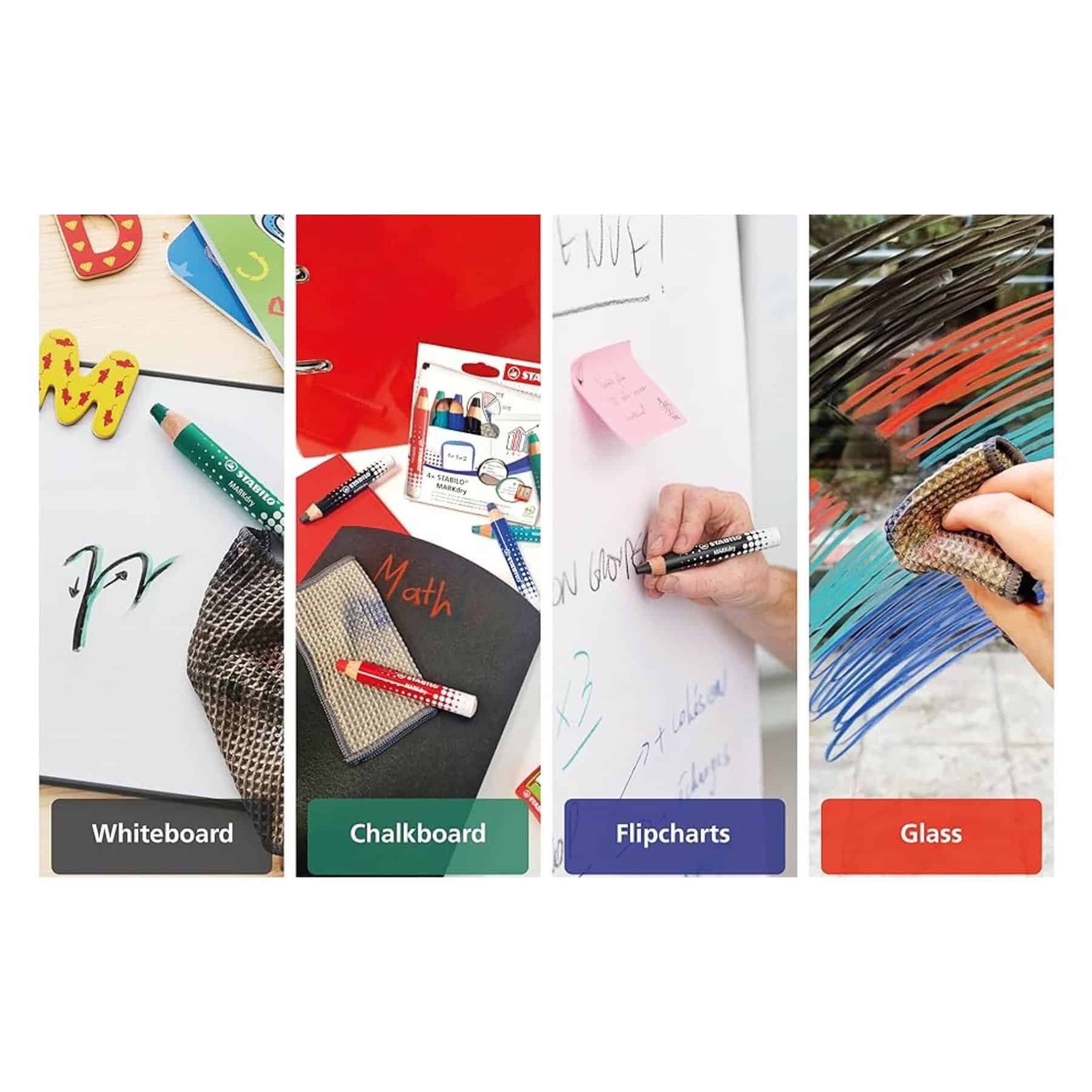 Stabilo MARKdry Whiteboard and Flipchart Markers - Classpack Black with 2 Sharpeners - Pk30