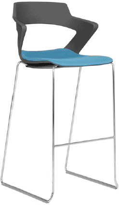 Zawn Skid Base Stool With Upholstered Seat