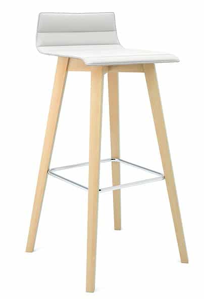 Hagan Ribbed Upholstery 4 Legged Wooden Frame Stool
