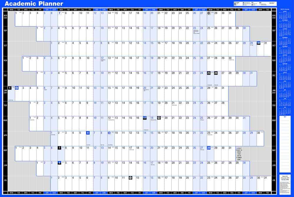 Unmounted Academic Year Wall Planner 2025-2026
